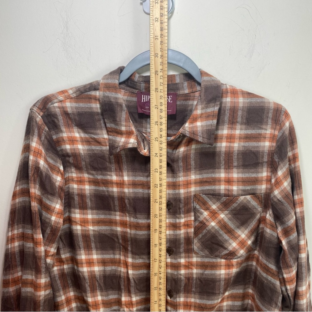 Hippie Rose Festival Flannel Relax Western Warm Plaid Rust Tan Top Women S‎ New - Picture 8 of 11
